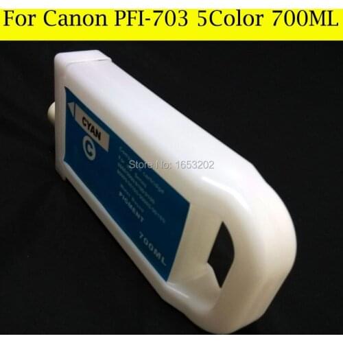 5 Color/Lot PFI705 Rechargable Ink Cartridge For Canon iPF810 iPF815 iPF820 iPF825 810 815 Printer Without Chip