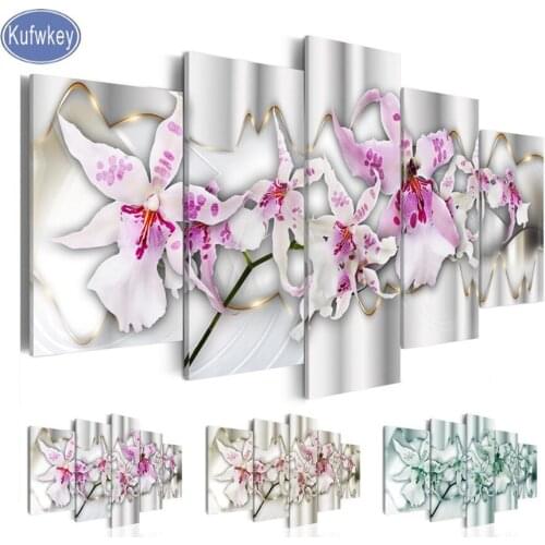5 Pieces Abastract Floral Diamond painting patterns,full round/square diamonds embroidery 5D DIY mosaic Diamant picture crafts
