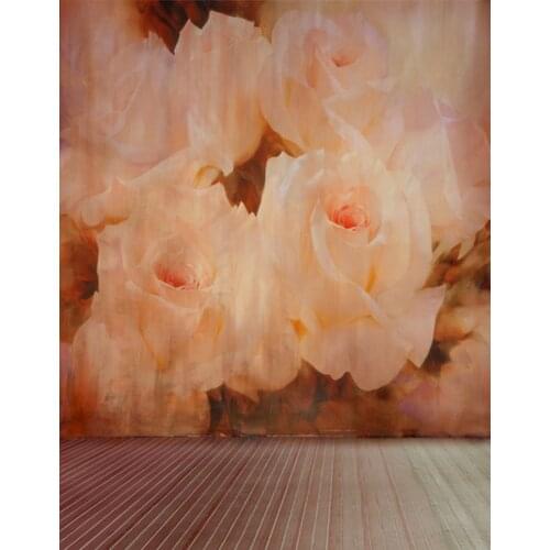 5x7ft Pink Rose Flowers Wooden Floor Photography Backdrops Photo Props Studio Background