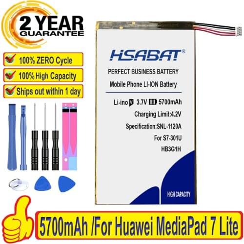 HSABAT 5700mAh Battery for Huawei MediaPad 7 Lite s7-301u T-Mobile Springboard 301w 302 303(7 inch) 701 931 HB3G1H HB3G1