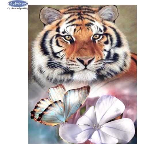 DIY 5D Diamond Painting Tiger Animal Diamond Embroidery Cross Stitch Butterfly Flower Full Square Drill Home Decoration New