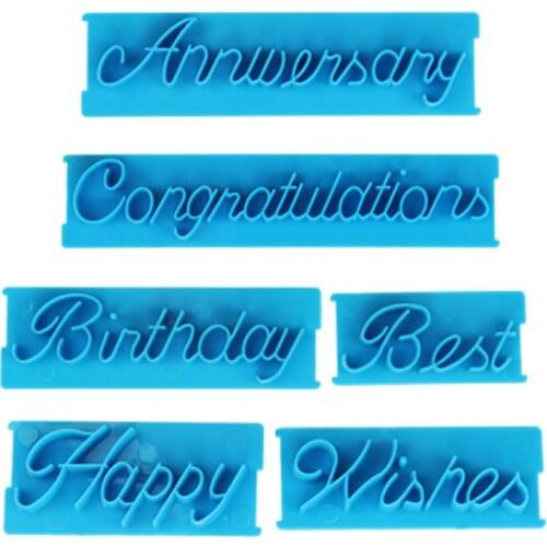 Free Shipping Plastic Blessing Words Embosser Fondant Stamps Cake Decoration Impression Molds Set