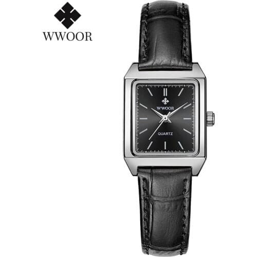 Montre Femme 2020 WWOOR Fashion Brand Designer Rectangular Wrist Watches Women Leather Dress Quartz Small Black Women Watch xfcs