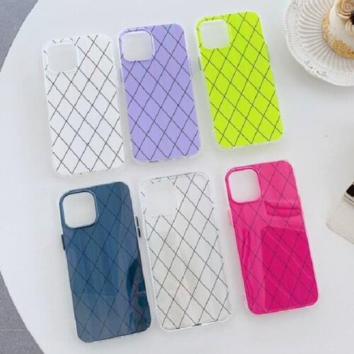 Candy Color Diamond Pattern Phone Case For iPhone 12 11 Pro 7 8 Plus X XR XS Max 12 Mini SE2 Laser Acrylic Covers Geometry Shell