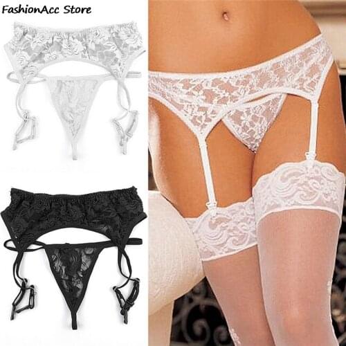 Black/ White Floral Lace Sexy Garter Belt Lace Garters Suspenders For Women Garter Goth Wedding Stocking Belt