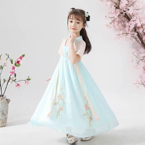 H2547 Childrens Cosplay Costumes Student Performance Clothes Girls Halloween Chinese Style Princess Fairy Elegant Hanfu Dress