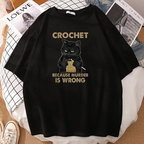 Crochet Because Murder Is Wrong Printed Mans T-shirts Fashion Oversize T-shirts Hip Hop Soft Top Travering Quality Mens T Shirt
