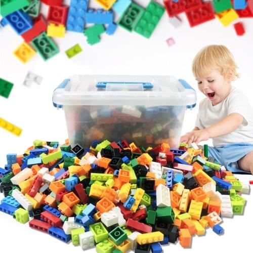 1000 Pieces Building Blocks City DIY Creative Bricks Bulk Model Figures Educational Kid Toys Duploe Big Bricks Base Plate