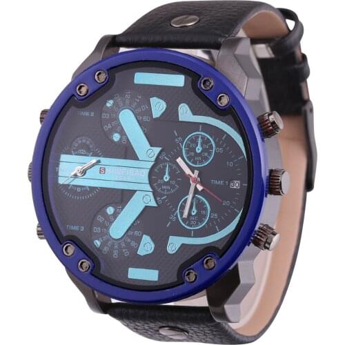 Cool Military Wristwatches Analog Quartz Watch For Men Dual Times Mens Watches BlueTop Brand Luxury Sports Relogio Masculino