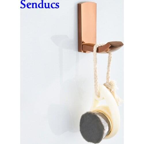 Senducs Rose Gold Robe Hook with Top Quality Brass Bathroom Gold Robe Hook for Fashion Home Bathroom Antiqeu Robe Hooks