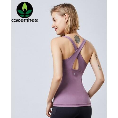 CAEEMHEE Yoga Tank Tops Women Athletic Gym Vest Built in Bra Sleeveless Seamless Slim Fit Racerback Workout Top Sports Shirts