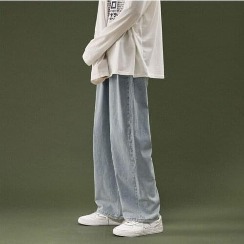 Wide Leg Jeans Mens Fashion Casual Retro Straight Jeans Men Streetwear Wild Loose Hip-hop Korean Denim Trousers Mens S-2XL