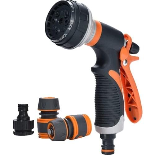 Water gun set 8-function high pressure car wash water gun quick connector nipple connector set water hose nozzle