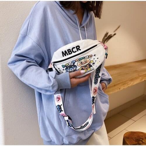 Cartoon Pattern Street style Zipper Chest Bag Fashion MSCR canvas Cross Body Shoulder bag