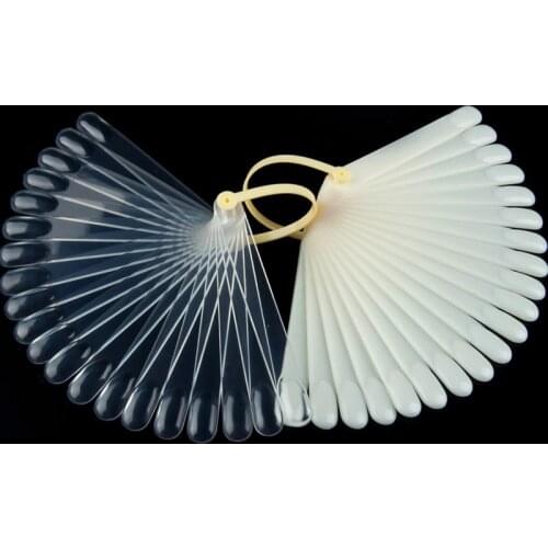 Art lalic 20Pcs False Nail Art Board Tip Stick Polish Gel Foldable Display Beauty Practice Fan Clear Natural Fake Nails