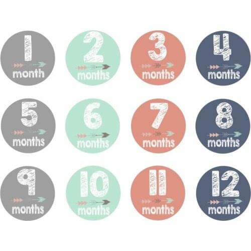 Newborn Baby Pregnant Women Monthly Waterproof Stickers Fun Lovely Month 1-12 Photograph Decoration Milestone Stickers