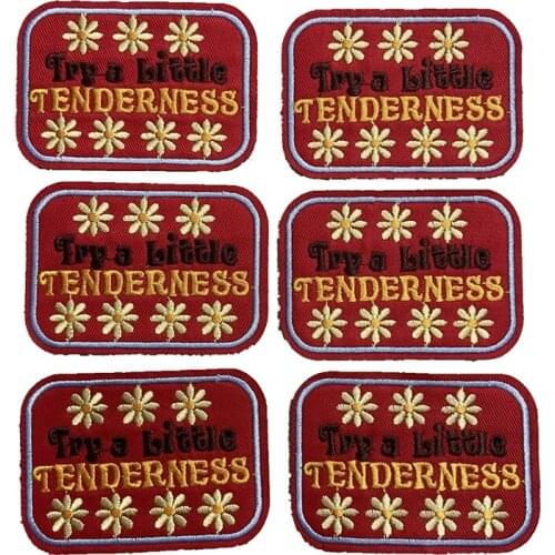 TRY A BITTLE TENDERNESS DIY Embroidery Iron On PATCHES Appliqued Garment Stickers Decoration Jeans Bags Shoes Motif Badge