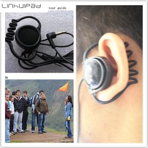 Linhuipad 100pcs Single Side MONO Hook Earbud Headphone 1-Bud Earpiece for tour guide system,meeting and translation