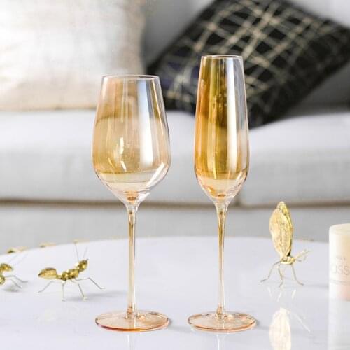 New Crystal Glass Cup Home Decor Goblet Wine Cups Champagne Glasses Cocktail Glass Bar Party Hotel Wedding Golden Glass