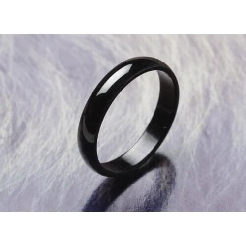 Wide Wholesale from yiwu 4mm Pure black rings 316L Stainless Steel finger ring for women jewelry wholesale