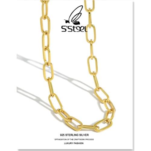 SSTEEL Chain Neckalces For Women Sterling Silver 925 Minimalist Designer Gold Necklace Collares De Plata De Ley 925 Jewellery