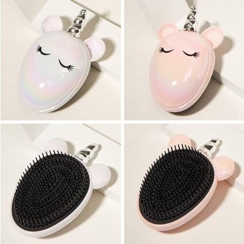 Cartoon Cute Unicorn Animal Sequins Anti-Static Hair Brush Massage Comb Shower Wet Detangle Hair Brush Salon Hair Styling Tools