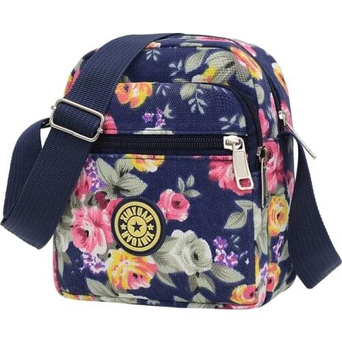 SHYAA Canvas Diagonal Womens Shoulder Bags Womens Mobile Phone Crossbody Bags New Floral Cloth Bags Direct Batch Leisure Bags