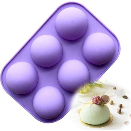 Silicone Cake mold 6 hole half sphere shape handmade soap mold silicone chocolate molds Baking Tools Random Color