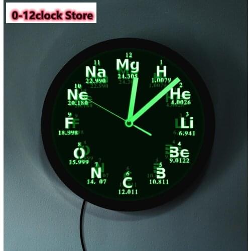 LED Lighting Wall Clock Science Chemical ElementsChemical Periodic Table LED Neon Sign Wall Clock For Teacher Gift