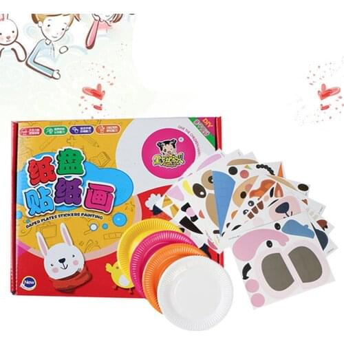 Creative Handmade DIY Color Paper Tray Stickers Kindergarten Kids Art Work Kit