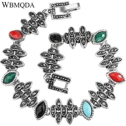 Wbmqda Fashion Unique Gray Crystal Eyes Shape Bracelets Bohemian Resin Statement Bangles Turkey Jewelry Gifts For Women