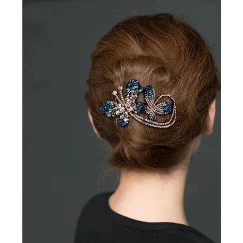 1Pcs Double butterfly rhinestone hair clip women hair accessories hair clips for women