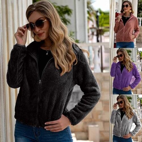 Woman Fleece Jacket Femme Autumn Zipper Coat Women Mujer Chaqueta Spring Clothes Winter Streetwear Dropshipping Plus Size Black