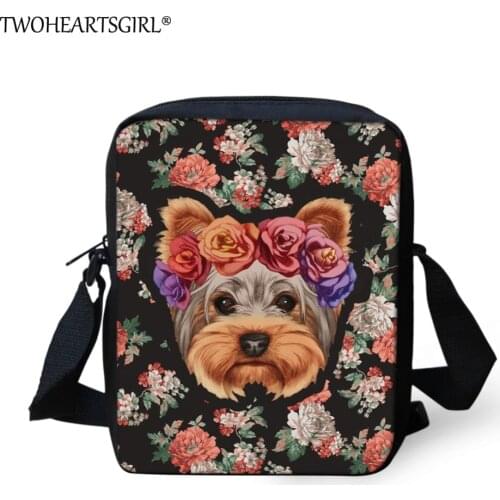 TWOHEARTSGIRL 3D Print Dog Messenger Bag for Girls Lovely Mini Crossbody Bags Cute Women Students Small Handbags Bolsa Feminina