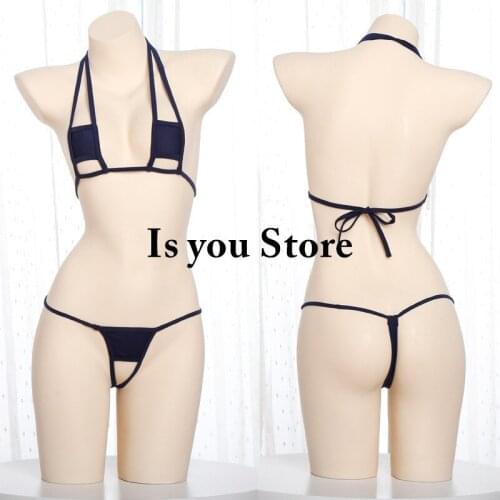 Women Sexy Hanging neck Bandage Hollow Bikini Sets Sleep G-String Thong For Couples Valentines Transparent Erotic Bikini Sets