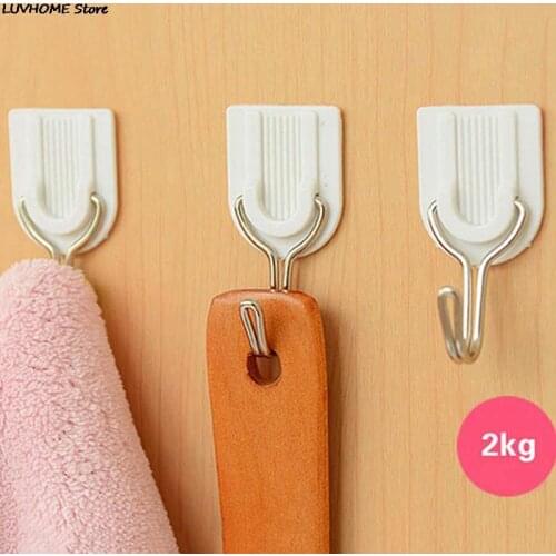 ZLinKJ 6pcs Self-adhesive White Wall Hook Hanger Plastic Sticky Door Robe Hooks Holder for Clothes Towel Coat Bathroom Kitchen