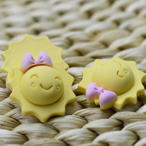 1pcs/lot resin flat back simulation yellow smile sun 22mm Embellishment DIY Phone Decoration