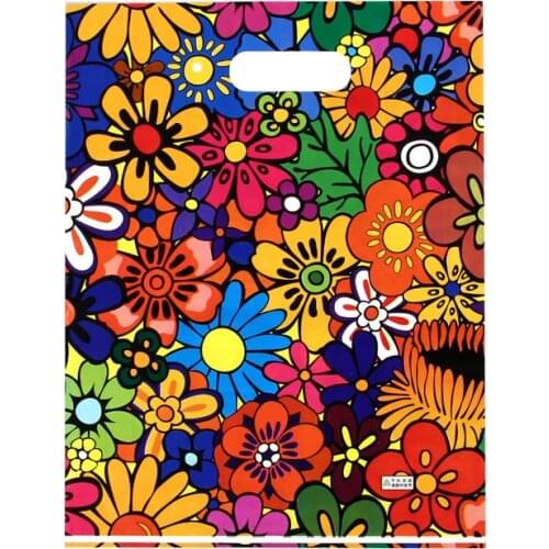 100PCS / LOT Large Small Printed Clear Plastic Shopping Bags Clothes Gift Packaging Bag Reusable Shopping Bags