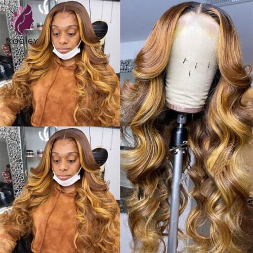 13x4 Lace Front Wigs Mix Highlight Honey Blonde Wig Human Hair Body Wave Lace Front Wig For Women Pre Plucked 4x4 Closure Wig