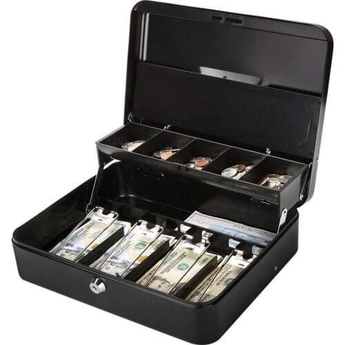 30cm*24cm*9cm Password Key Lock High-grade Metal Cashier Savings Box Cash Boxes