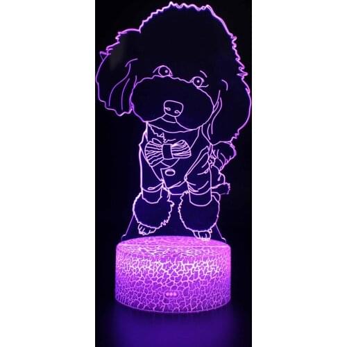 3D Lamp 7 Colors Changing LED Night Light Cartoon Pet Dog Modeling for Kids Christmas Birthday Gift