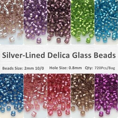 720Pcs/Bag 2mm Uniform Delica Glass Seed beads Silver-Lined Czech Spacer Glass Beads For DIY Women Garments Accessories 39 Color