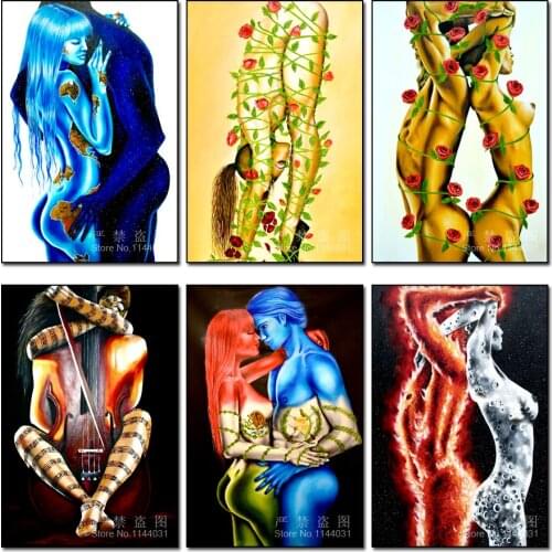Body Art 5D DIY Diamond Painting Naked Body Flower Full Mosaic Embroidery Square Rhinestone Cross Stitch Gifts