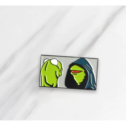 Kermit Frog Meme Soft Enamel Brooch Pins Denim clothes bag buckle Button Badge Cartoon Punk Animal Jewelry Gift for Friends