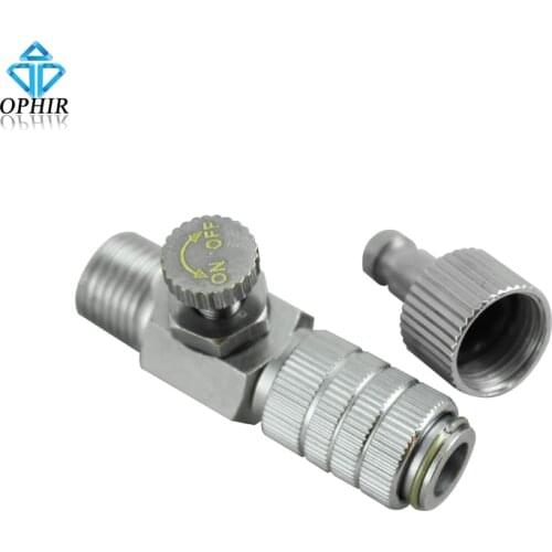 OPHIR 1/8 & 1/8 Airbrush Quick Couple Adapter with Switch Quick Couples for Airbrush Airbrushing Cake Tools_AC113
