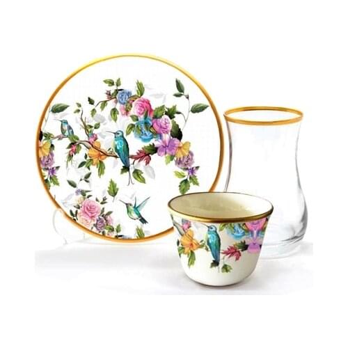Drop Efe Tea & Arabian Coffee Cup Set 18 Pieces Birdy