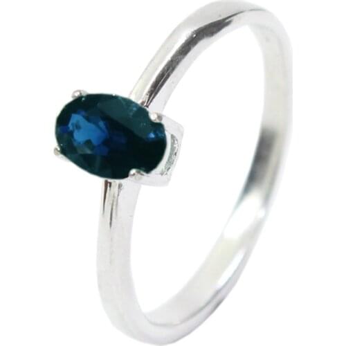 CoLife Jeweley Natural Chinese Sapphire Ring 4mm*6mm Deek Blue Sapphire Silver Ring 925 Silver Sapphire Jewelry