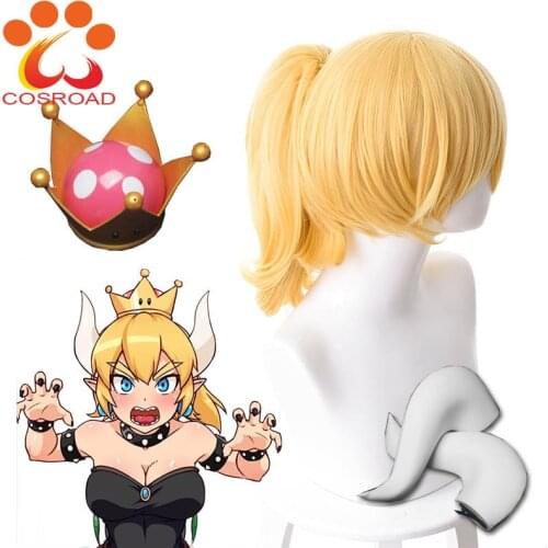 Cosroad Super Mario Bowsette Kuppa Koopa Hime Princess Wigs Cosplay Prop Crown Horns for Halloween Party