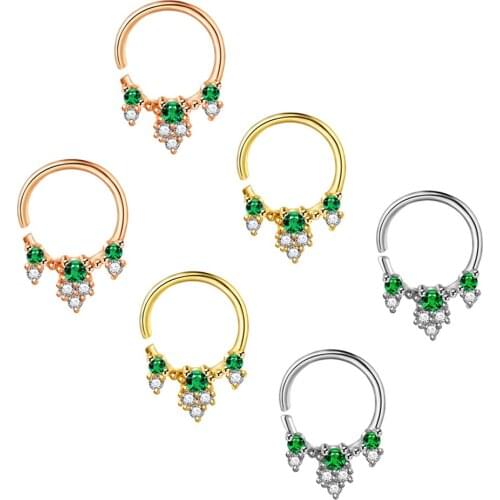 CZ Hoop Nose Septum Ring Heart Daith Piercing Tragus Cartilage Helix Earring Body Jewelry Conch Ear Body Piercing Wholesales