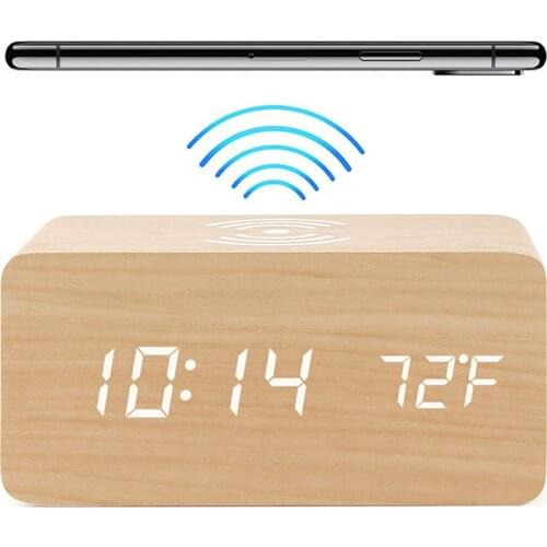 Wooden Digital Alarm Clock Led Table Voice Control Despertador Usb/AAA Powered Electronic Desktop Clocks Sound Control Function